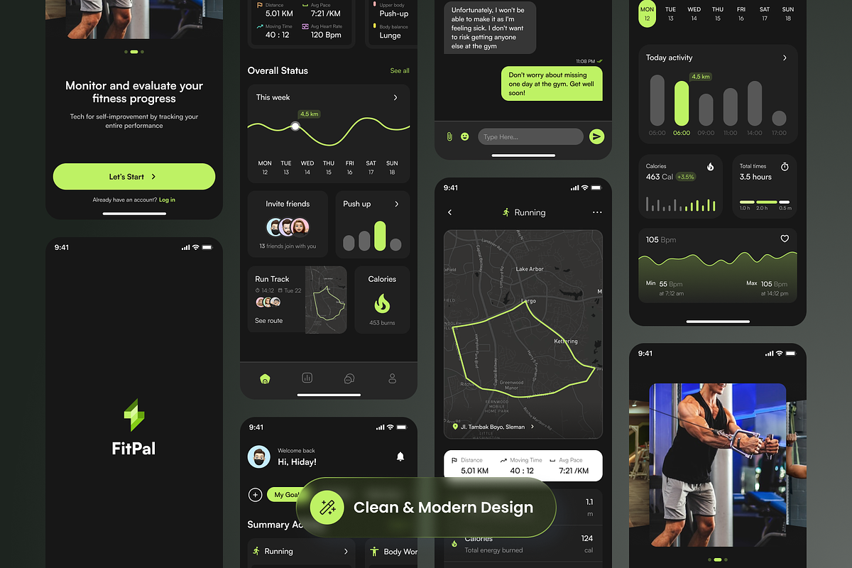 Fitness Health Tracker Mobile App UI, an UI Kit Template by SLAB! Design (Photo 3 of 4)