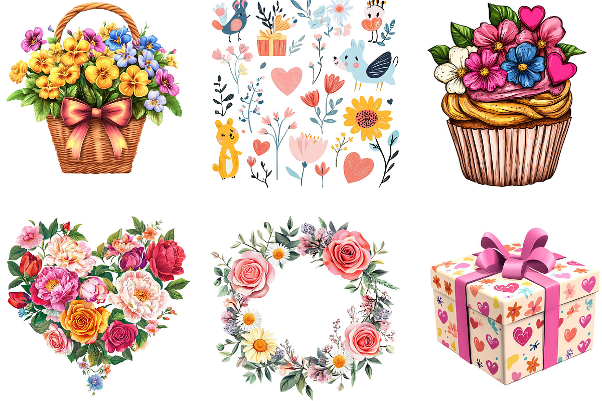 Mother's Day Clipart Set PNG, an Illustration by Designking (Photo 5 of 5)