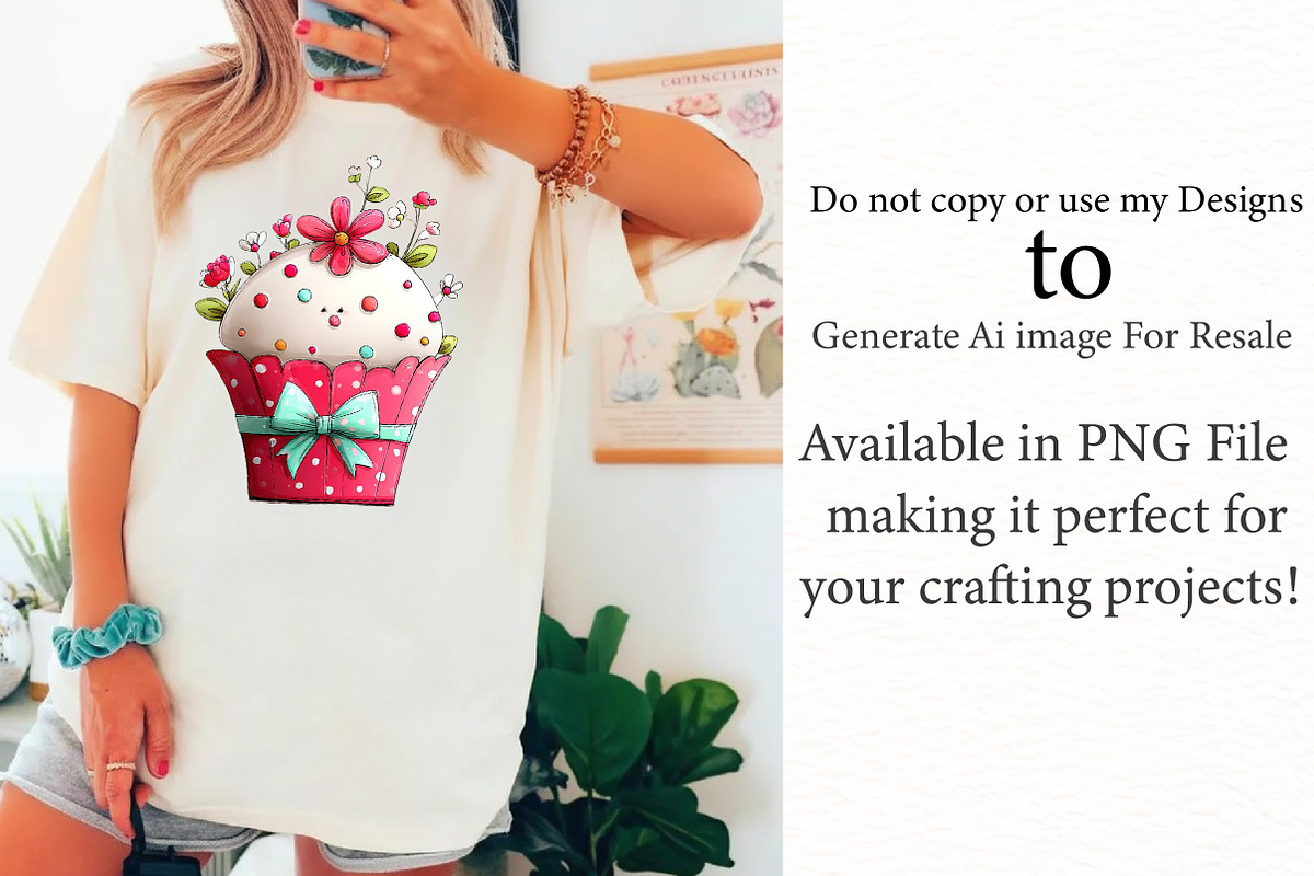 Whimsical spring cupcake Clipart, an Illustration by Designworld (Photo 2 of 6)