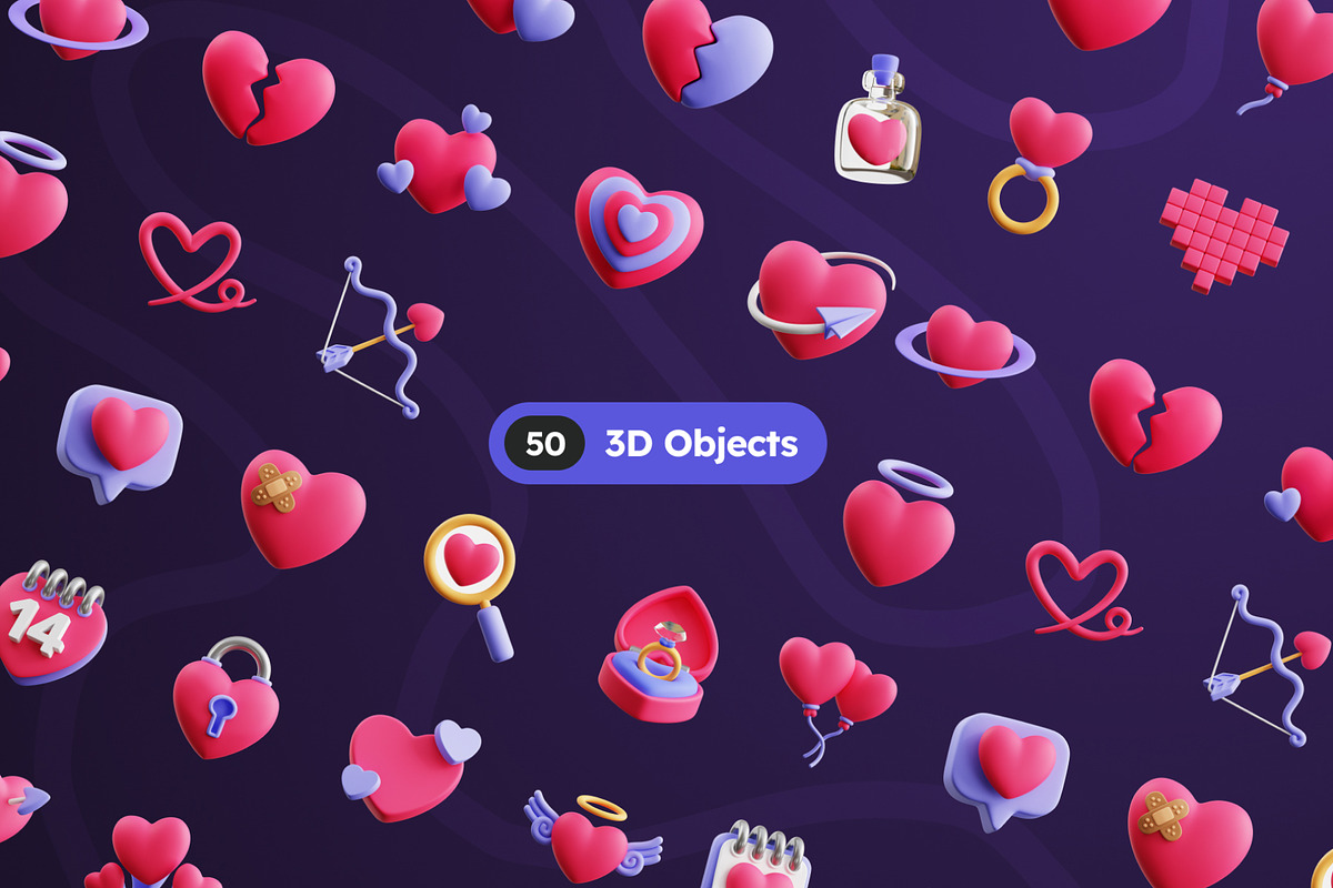 Hearts 3D Icons, an Object 3D Model by Rakata Studio (Photo 5 of 7)