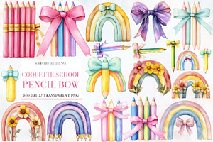 Coquette School Pencil Bow Clipart, an Illustration by Designworld