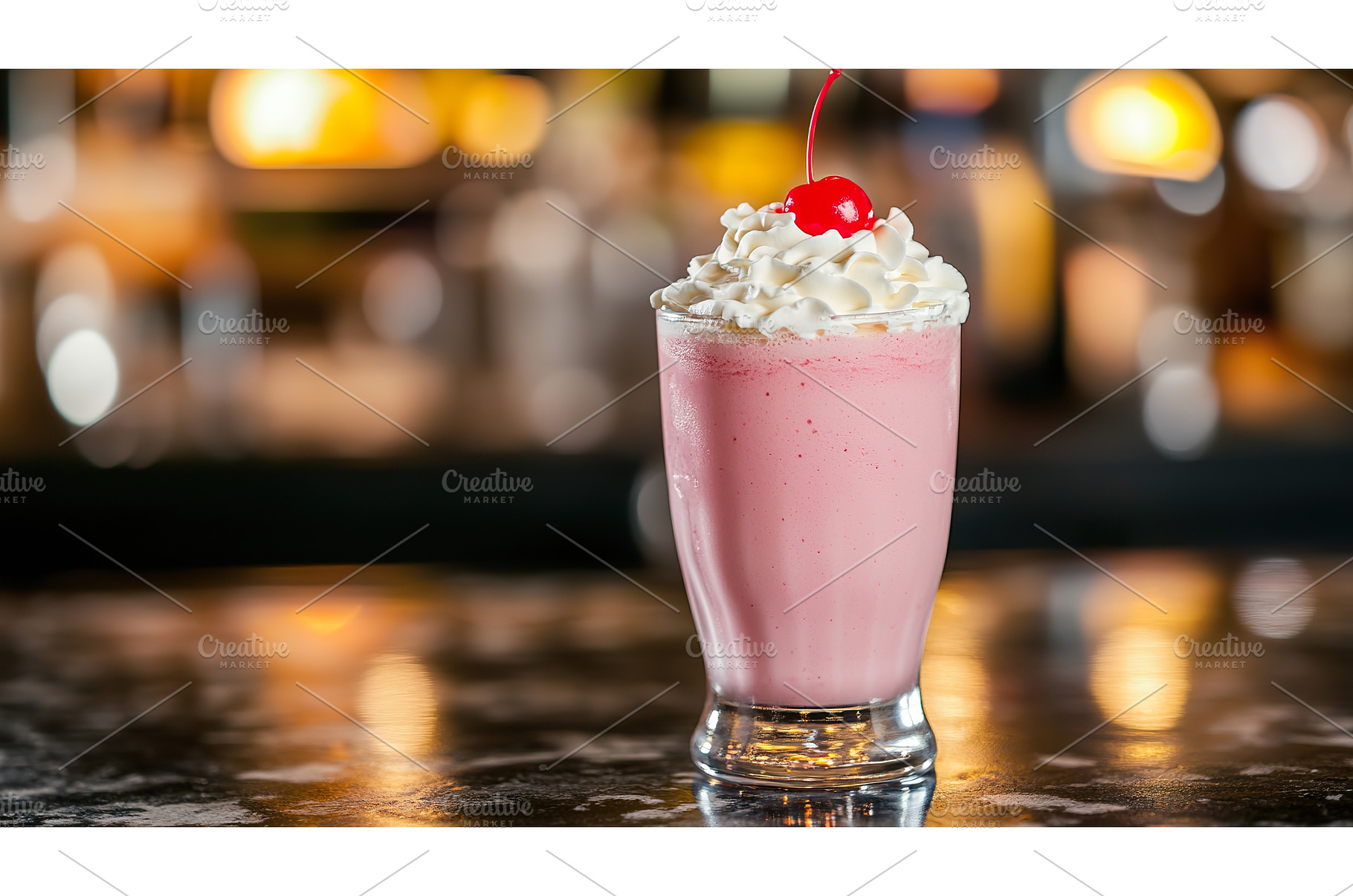Strawberry milkshake in glass with, a Food & Drink Photo by Lermont51