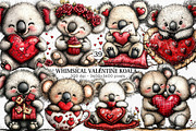 Whimsical Valentine Koala Clipart, an Illustration by Canvas Craft (Thumbnail 1 of 6)