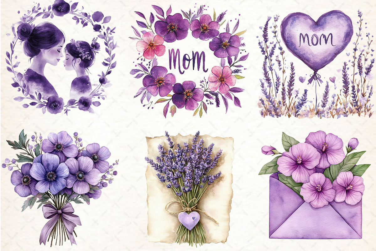 Purple Mother's Day Sublimation Clip, an Illustration by Libby Wishes (Photo 4 of 6)