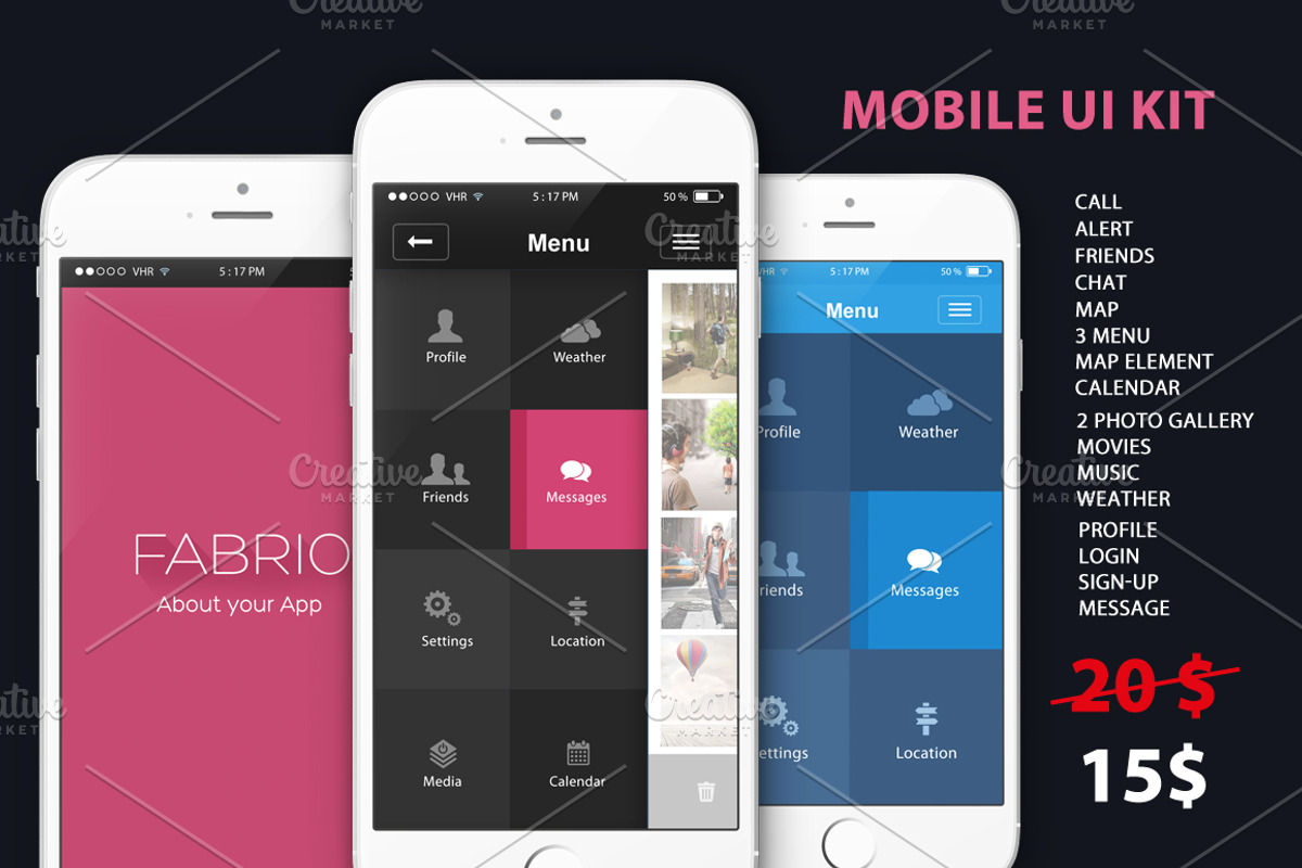 Mobile UI Kit, an UI Kit Template by Alireza Farzad (Photo 1 of 7)