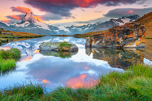 Spectacular sunrise with Matterhorn, a Nature Photo by Alpine Dreams