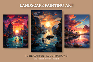 Landscape Painting Art 01. Wall Art., a Decorative Illustration by KENO Mascots