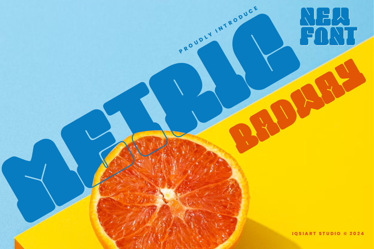 Metric Badway - Retro Font, a Slab Serif Font by Iqsiart Studio (Photo 1 of 6)