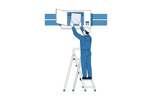 Professional technician in overalls, an Illustration by Artsaba Family