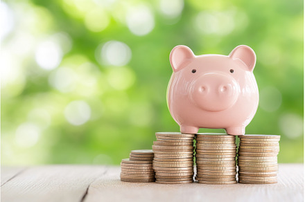 Pink Piggy Bank Balanced on Gold, a Business Photo by Lermont51