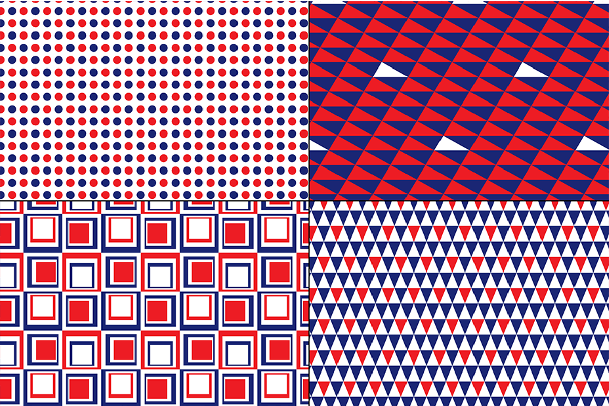 Red, White & Blue Geometric Patterns preview 3