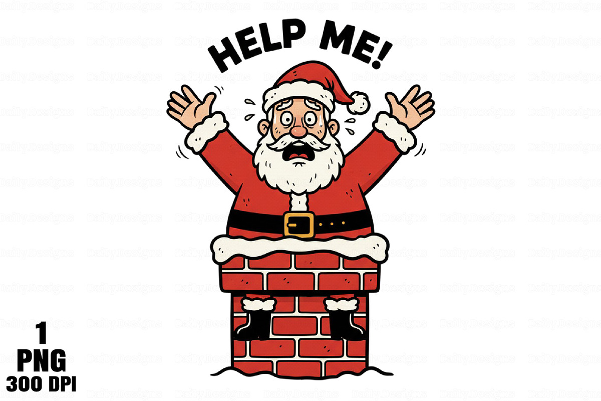 Funny Santa Stuck in Chimney Christm, an Illustration by Daily.Designs (Photo 1 of 10)