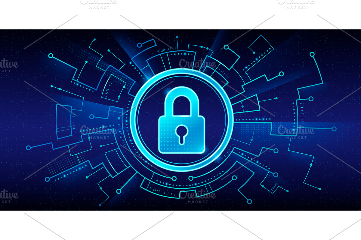 Cyber security concept with glowing, a Technology Illustration by art PVP - market