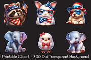 4th of July Cute Baby Animal Clipart, a Seasonal Illustration by RobertsArt (Thumbnail 4 of 7)