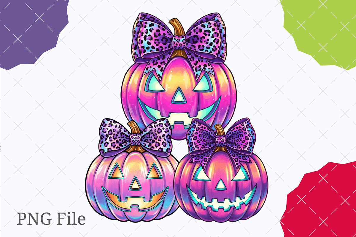 Neon Coquette Halloween Pumpkin PNG, an Illustration by designcity5 (Photo 1 of 7)