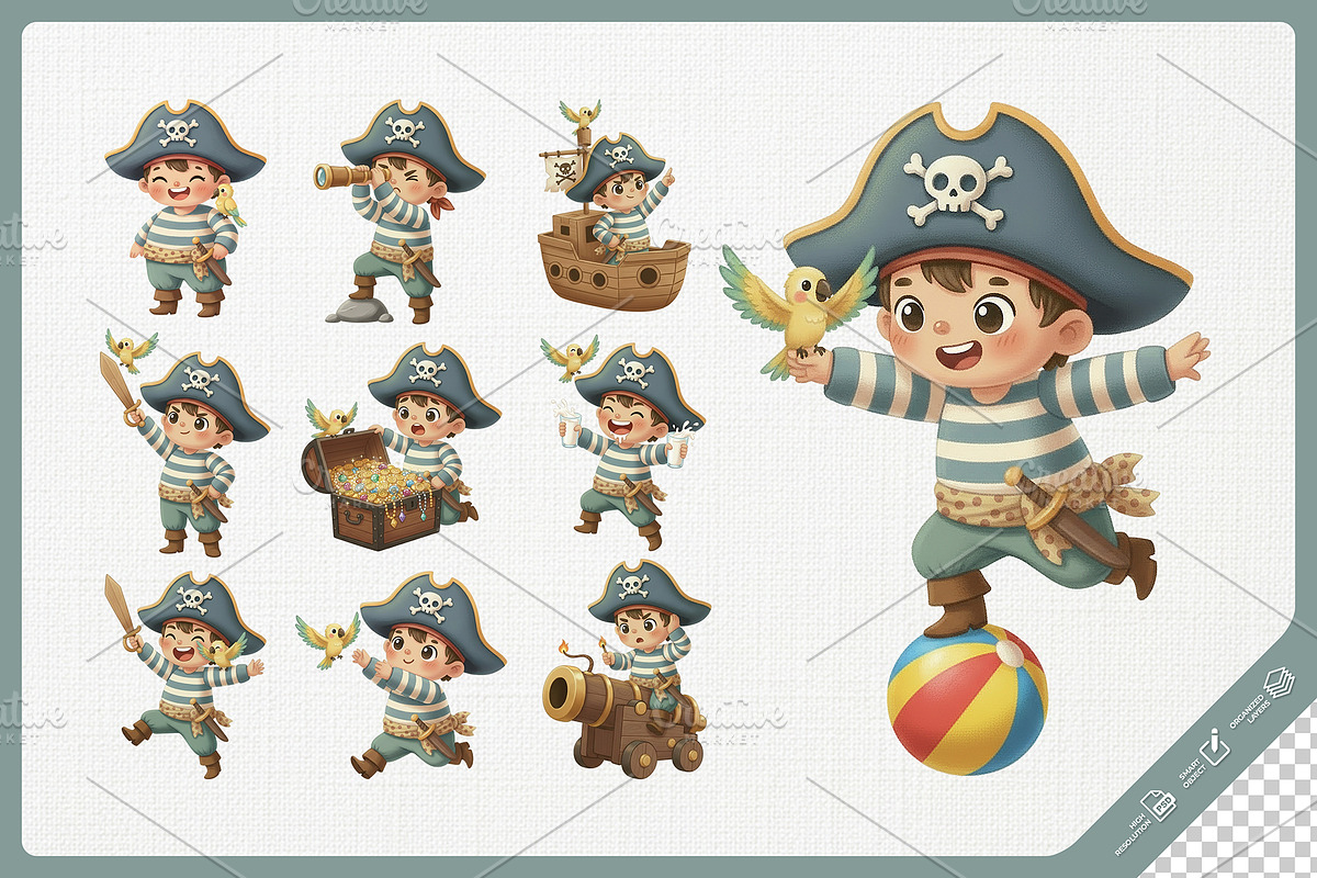 Friendly Pirate Kid Cute Cartoon, a Person Illustration by Gohsantosa (Photo 3 of 4)