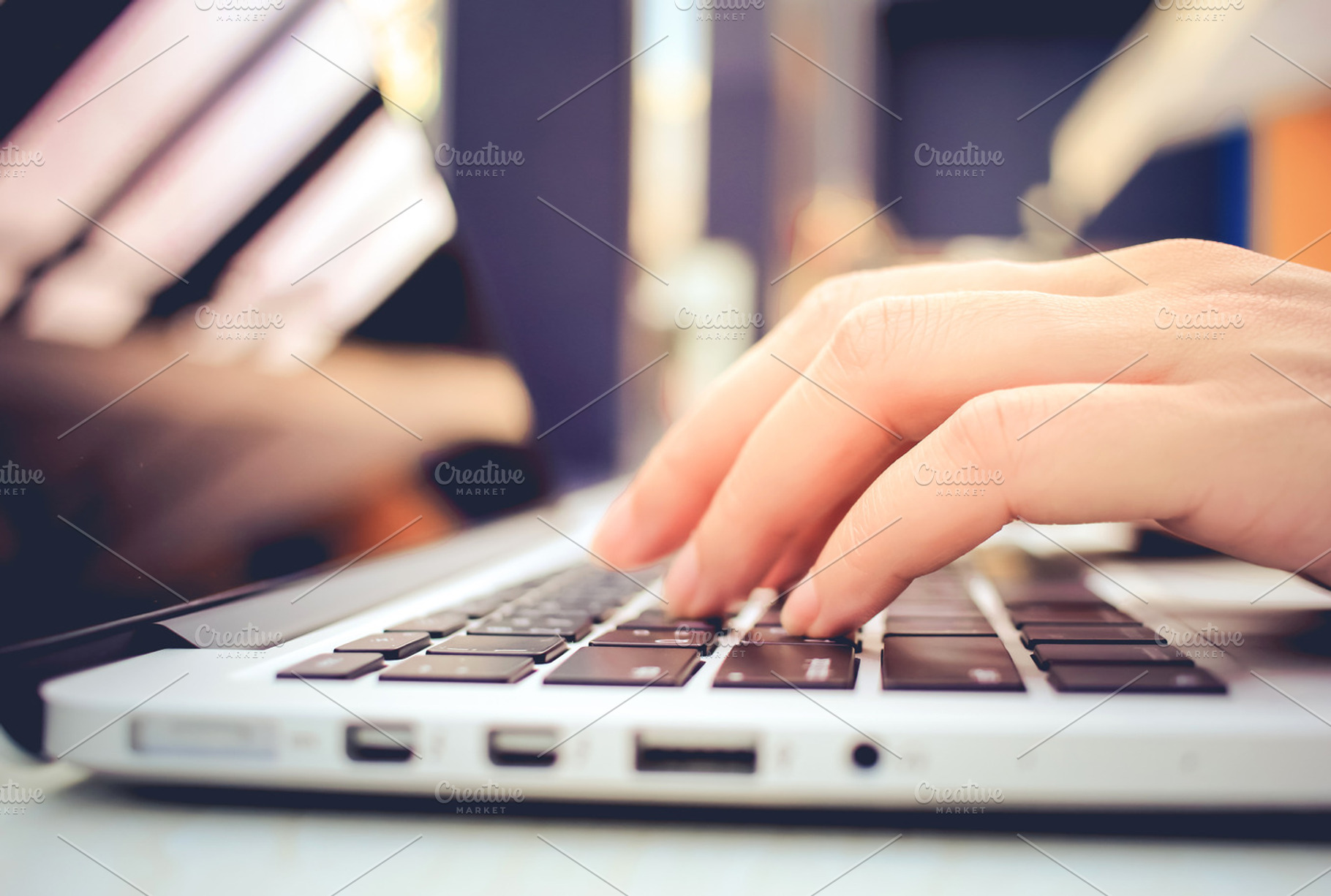Female hands typing on keyboard containing technology, hand, and laptop, a Technology Photo by Nuchylee Photo