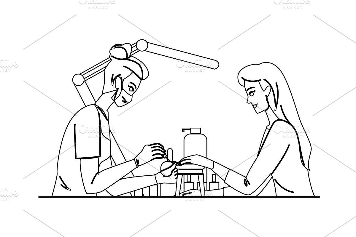polish manicure nail care vector, a Person Illustration by pikepicture