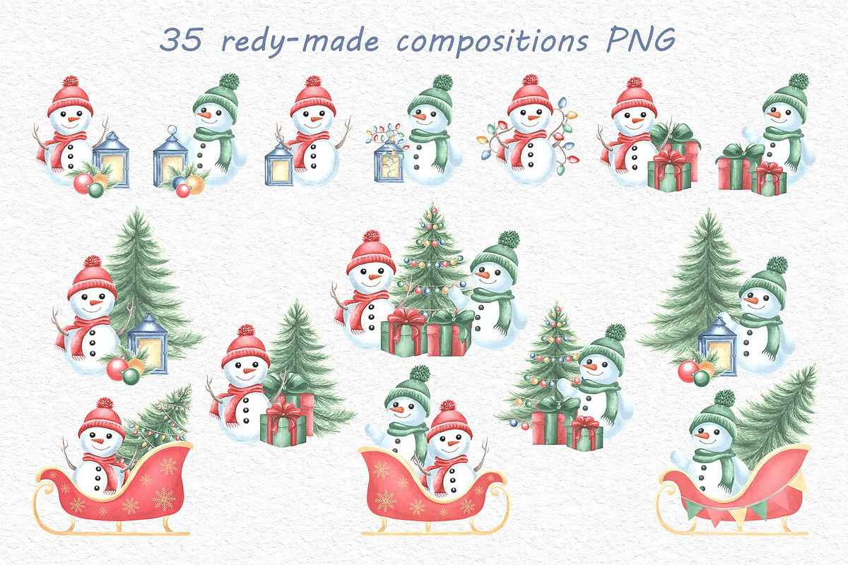 Winter Holidays watercolor clipart, an Illustration by susie-p-art (Photo 5 of 18)