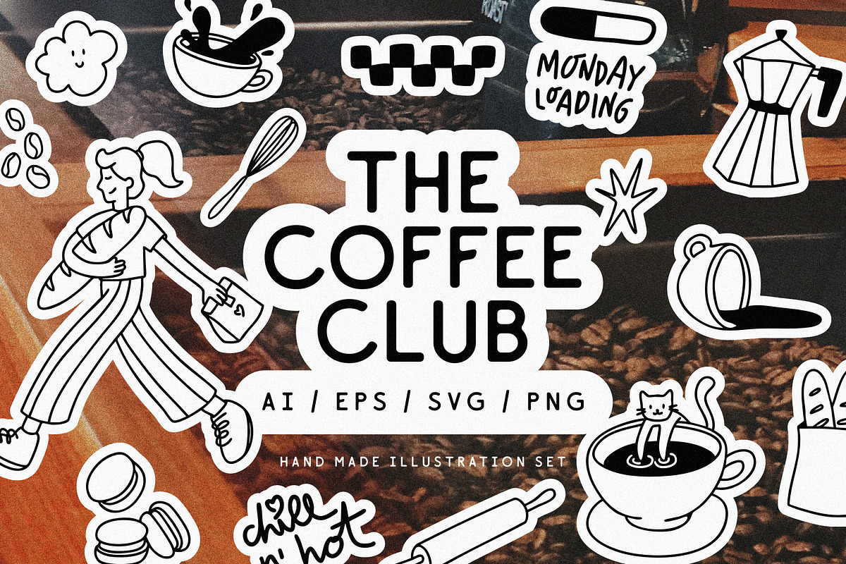 The Coffee Club Illustration Pack, an Object Graphic by CarmineType (Photo 1 of 14)