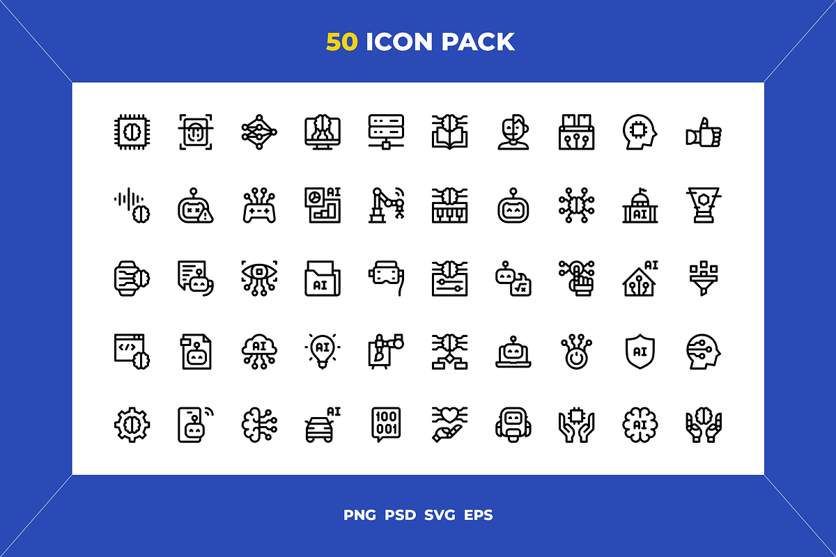 Artificial intelligence icons, an Outline Icon by Wencory (Photo 1 of 2)