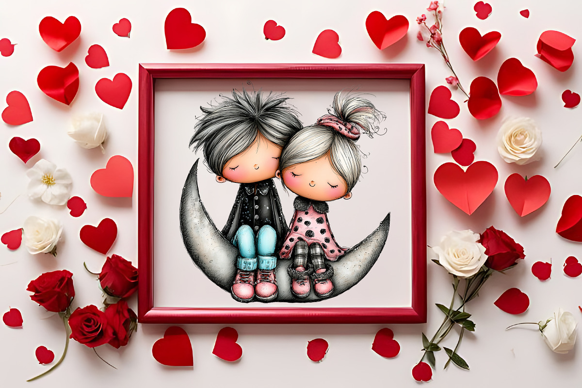 Dreamy Sweetheart Valentine Clipart, a Person Illustration by RobertsArt (Photo 4 of 7)