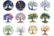 Sacred Tree of Life Clipart Bundle, an Illustration by DreamCafeArt (Thumbnail 3 of 6)