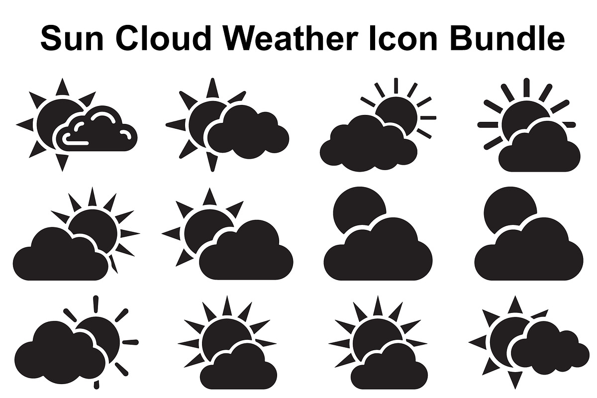 Sunny Cloud Weather Symbols, an Object Graphic by Designer_Momina (Photo 1 of 5)