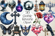 Watercolor Gothic Reverie Clipart Bu, an Illustration by DreamPrint404 (Thumbnail 1 of 7)