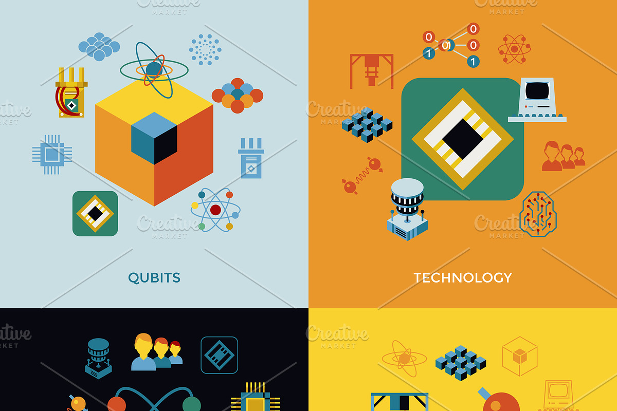 Vector bundle 10 quantum computing, an Icon by frimufilms