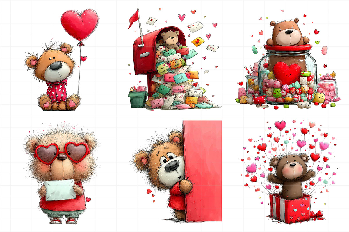 Valentines Teddy Bear Clipart, an Illustration by Daily.Designs (Photo 7 of 8)