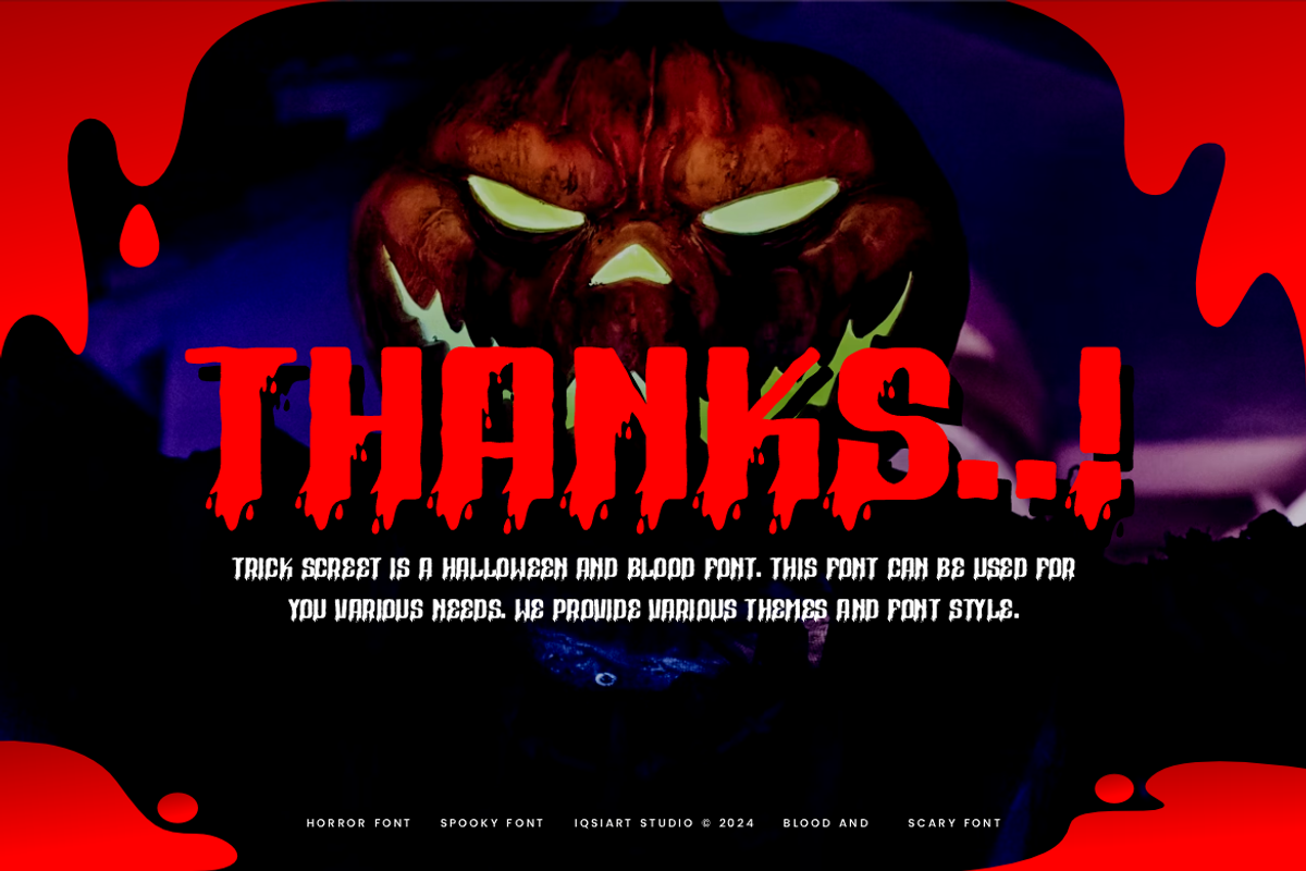 Trick Screet - Halloween Font, a Sans Serif Font by Iqsiart Studio (Photo 4 of 6)