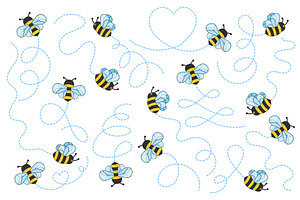 Bees flying path. Cartoon bee fly, an Animal Illustration by Stock-Smart-Start