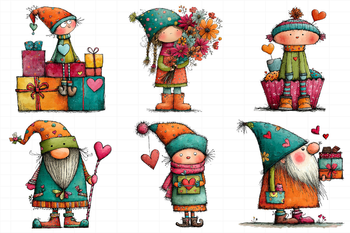 Watercolor Valentines Gnome Clipart, an Illustration by Daily.Designs (Photo 5 of 5)