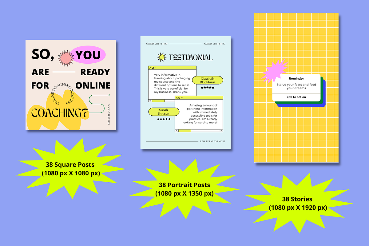Retro Canva Instagram Booster Pack, a Social Media Template by Guavamelo Studio (Photo 10 of 15)