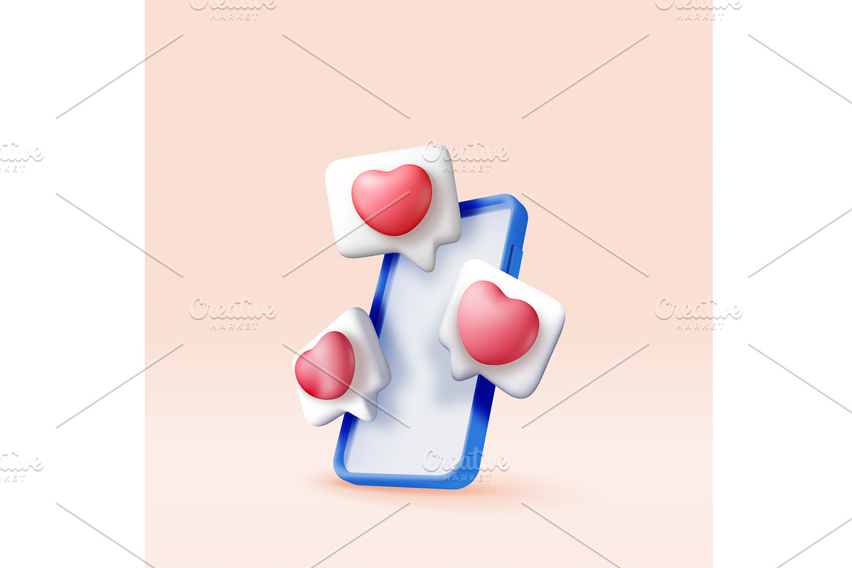 3D like icon with heart and, an Object Illustration by Abscent
