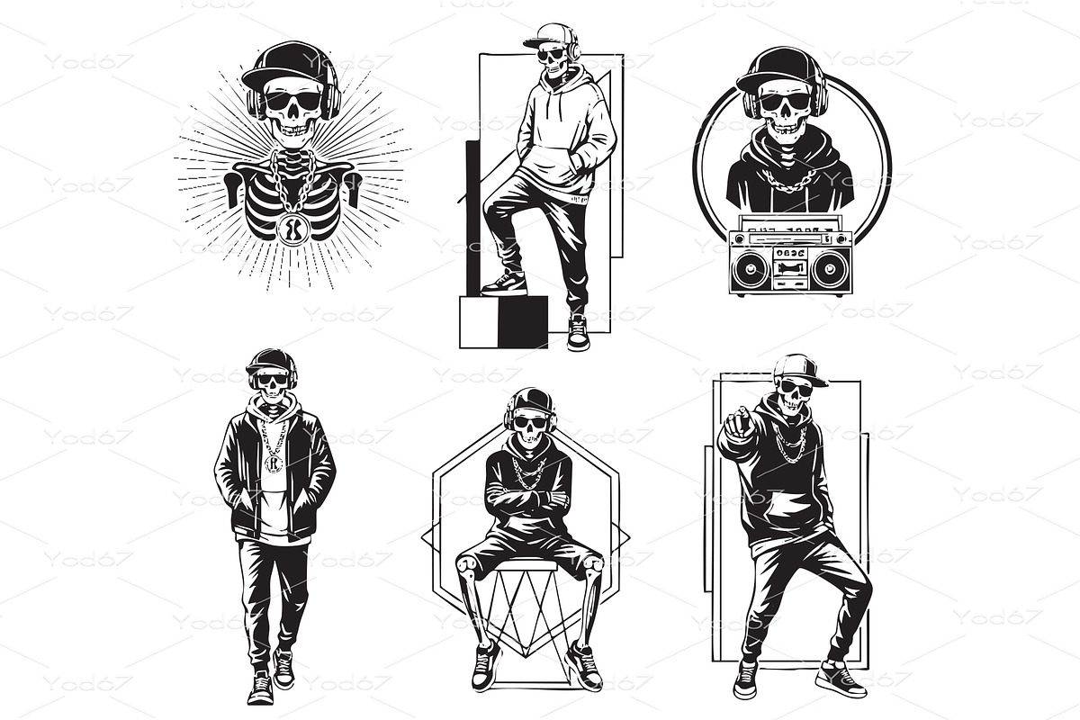 Collection of cool skeleton, a Person Illustration by yod67