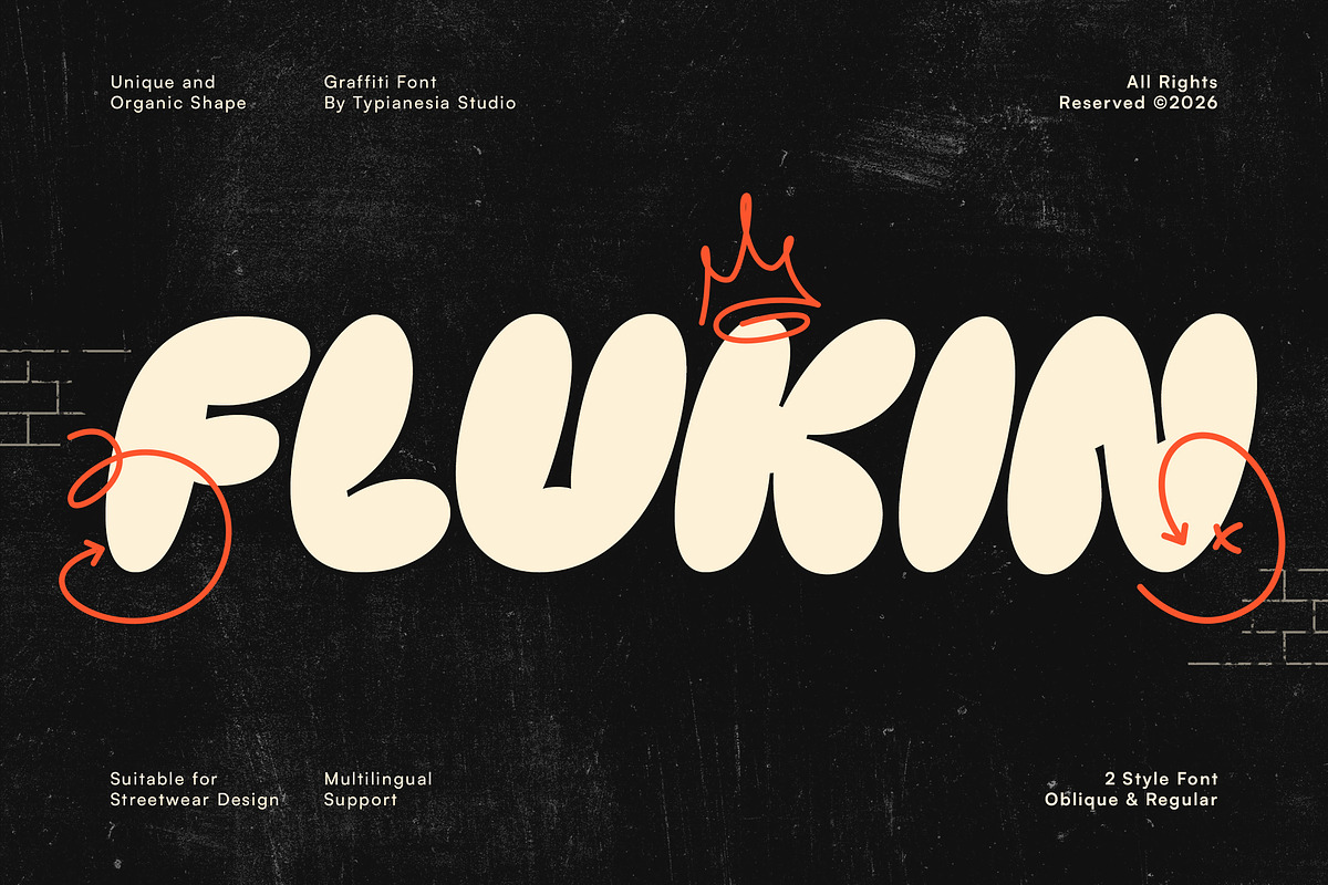 Flukin - Bubble Balloon Graffiti, a Sans Serif Font by Typia Nesia (Photo 1 of 13)
