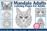Mandala Adults Coloring Pages, an Animal Illustration by maggiesar (Thumbnail 1 of 4)