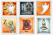 Halloween Postage Alphabet Clipart, an Illustration by Dream Creation (Thumbnail 5 of 6)