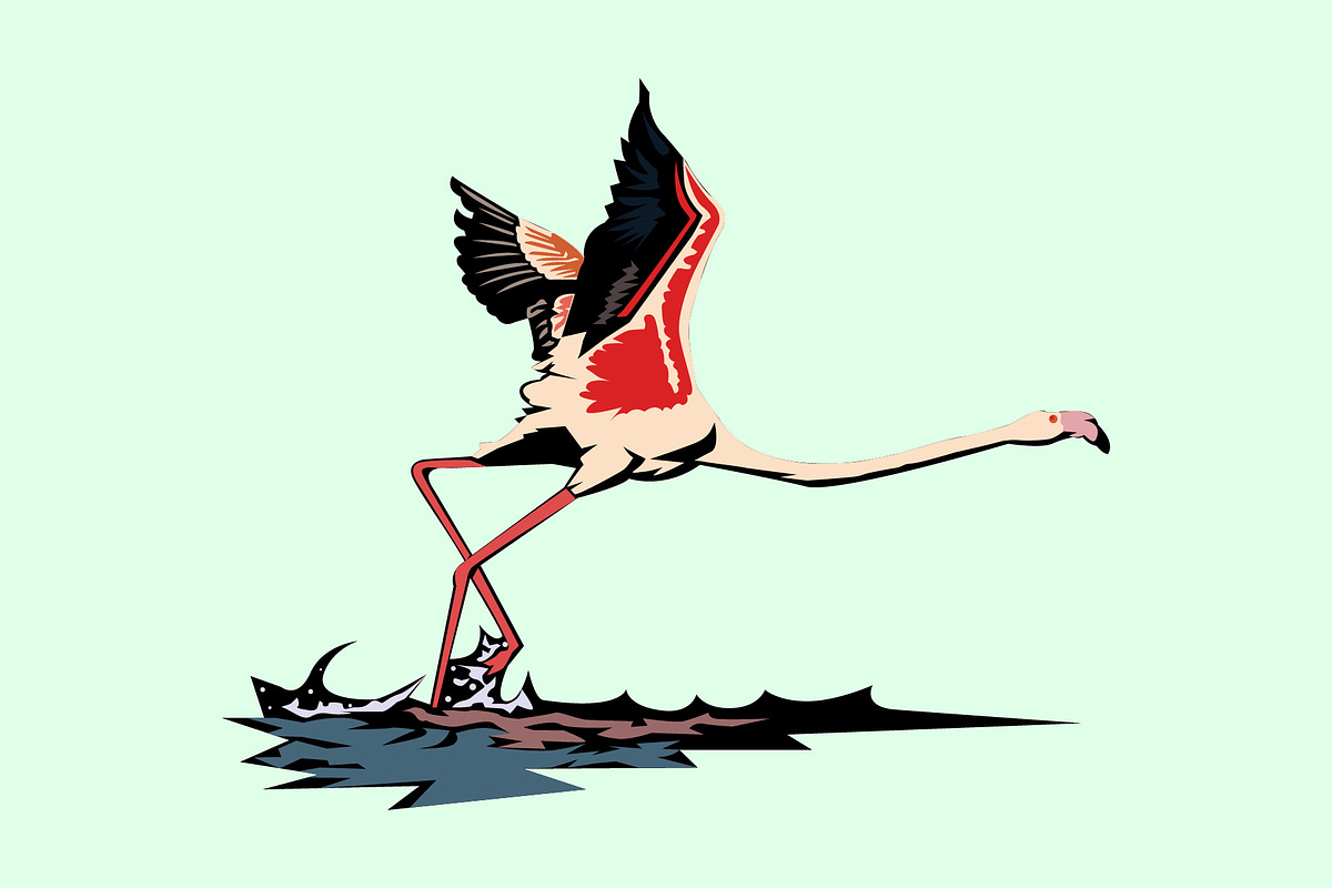 Greater flamingo vector illustration, an Animal Illustration by Sumberpangan (Photo 2 of 3)