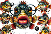 Whimsical Fish Clipart Bundle, an Animal Illustration by Design Scotch (Thumbnail 1 of 8)