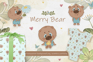 Merry Bear Clipart Set