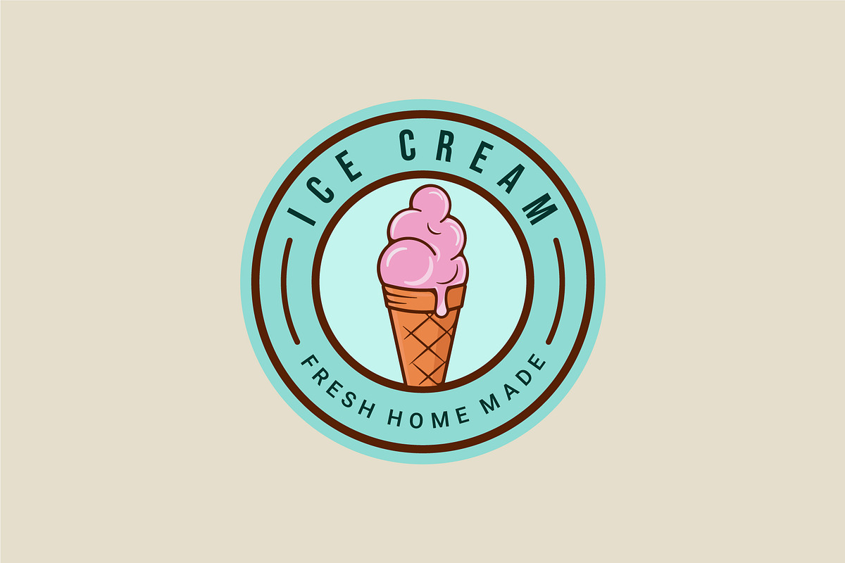 ice cream logo vector emblem design, a Branding & Logo Template by zyxroun shop