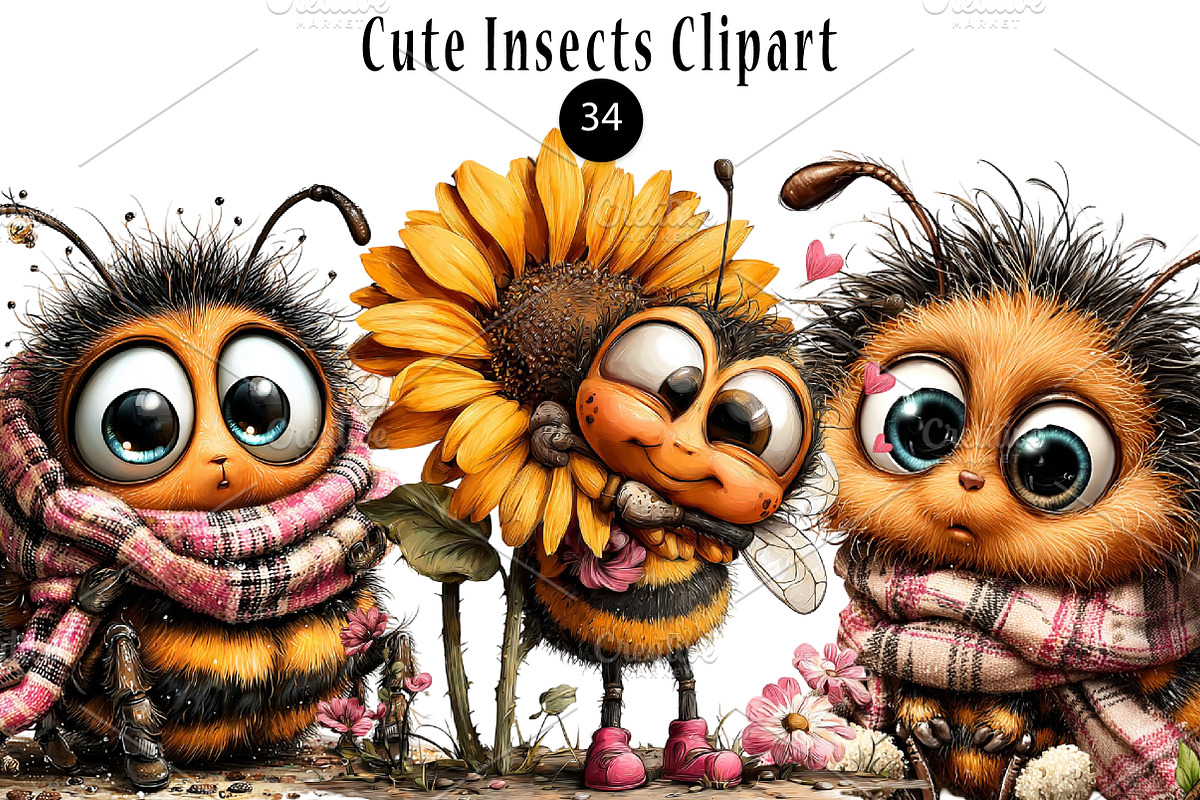 Cute Insects Clipart, a Seasonal Illustration by CreationArt (Photo 1 of 5)