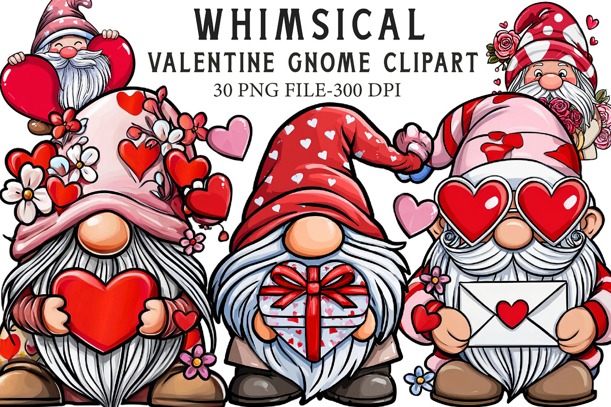 Valentine Gnome Clipart, an Illustration by Libby Wishes (Photo 1 of 7)