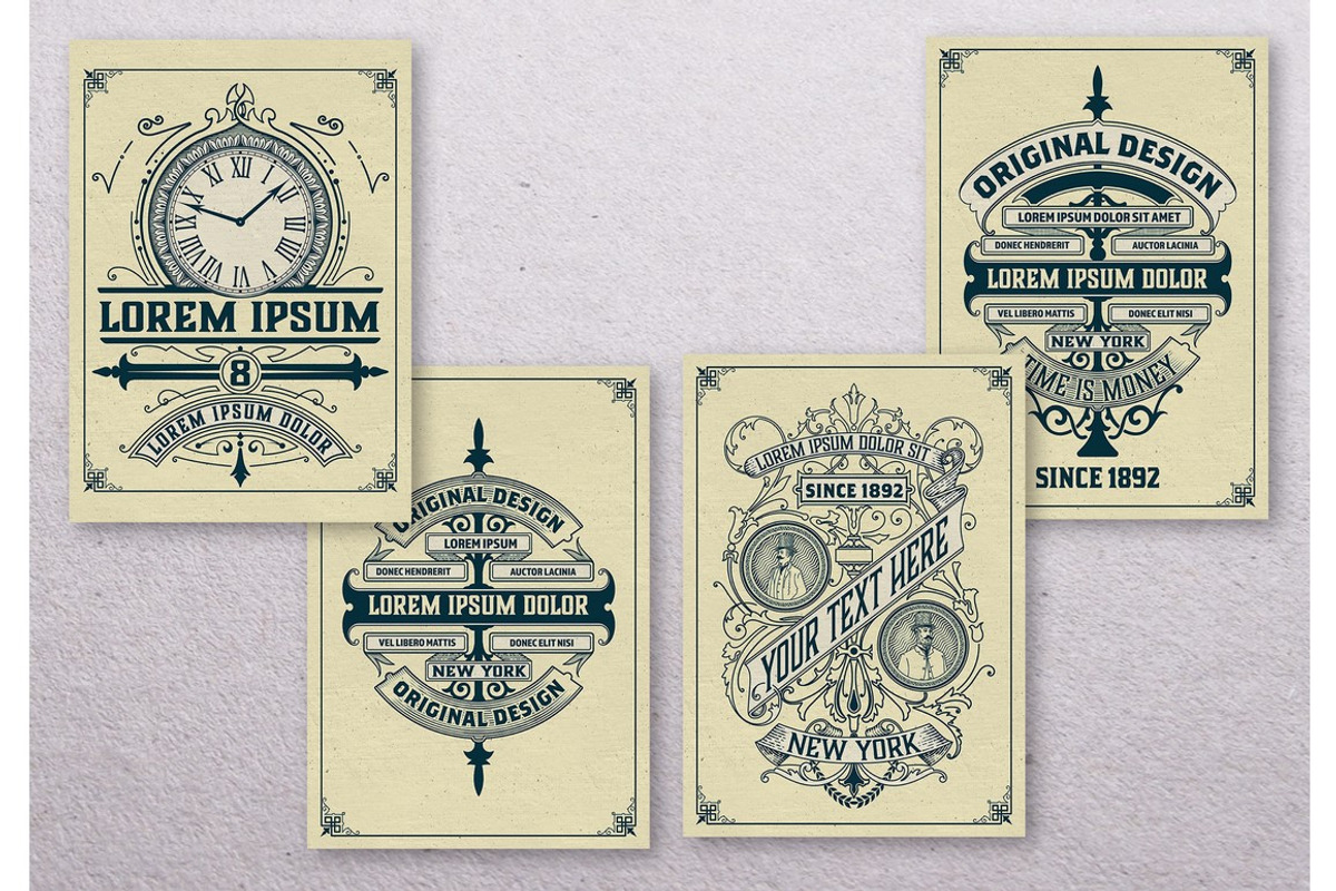 Set of 4 Vintage Labels, a Branding & Logo Template by OneVectorStock