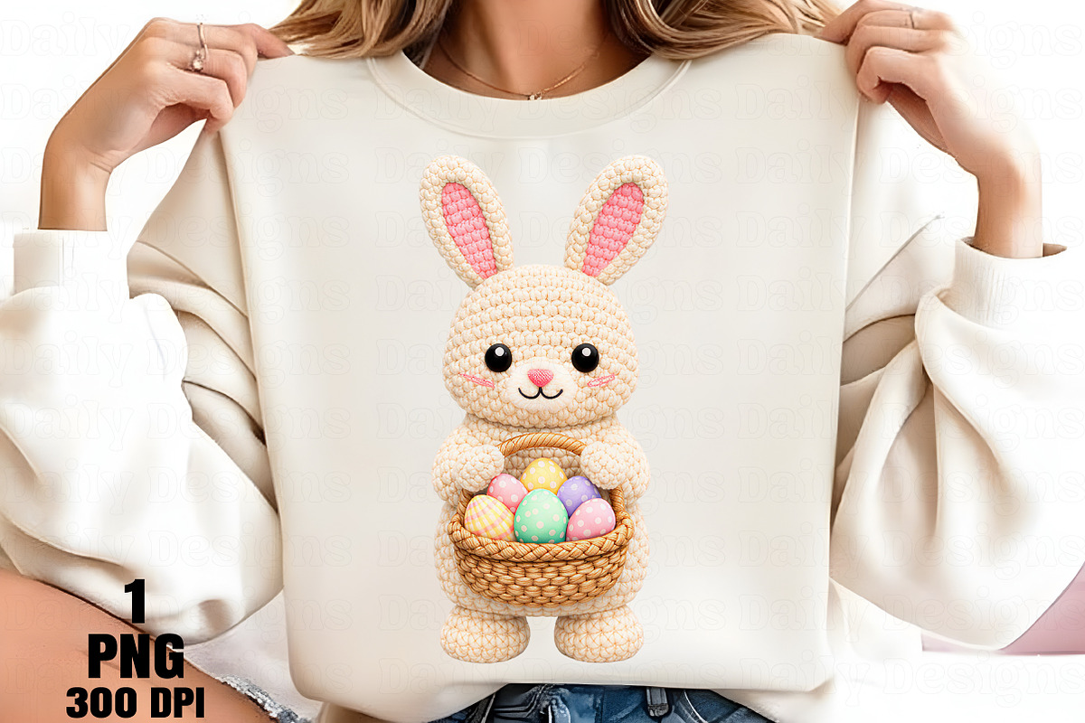 Easter Bunny Holding Basket PNG, an Illustration by Daily.Designs (Photo 2 of 5)