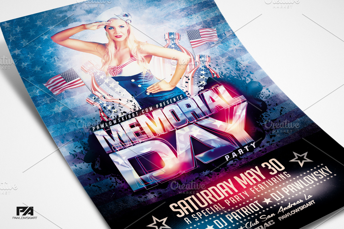 Memorial Day v2 PSD Flyer Template, a Flyer Template by PawlowskiArt