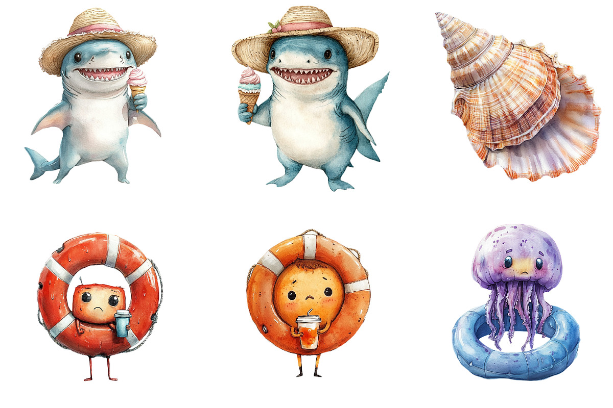 Funny Summer Beach Clipart, an Illustration by DreamArtGraphic (Photo 4 of 4)